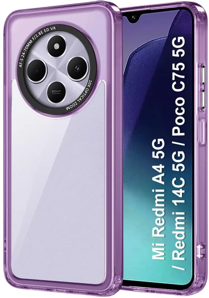 Micvir Back Cover for Redmi 14C 5G (Purple, Shock Proof, Pack of: 1)