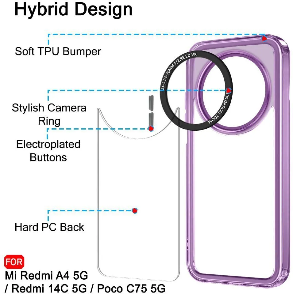 Micvir Back Cover for Redmi 14C 5G (Purple, Shock Proof, Pack of: 1) — image 5 of 5