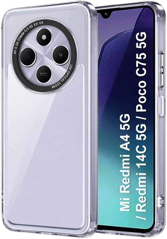 Micvir Back Cover for Redmi 14C 5G (Transparent, Shock Proof, Polycarbonate, Pack of: 1)