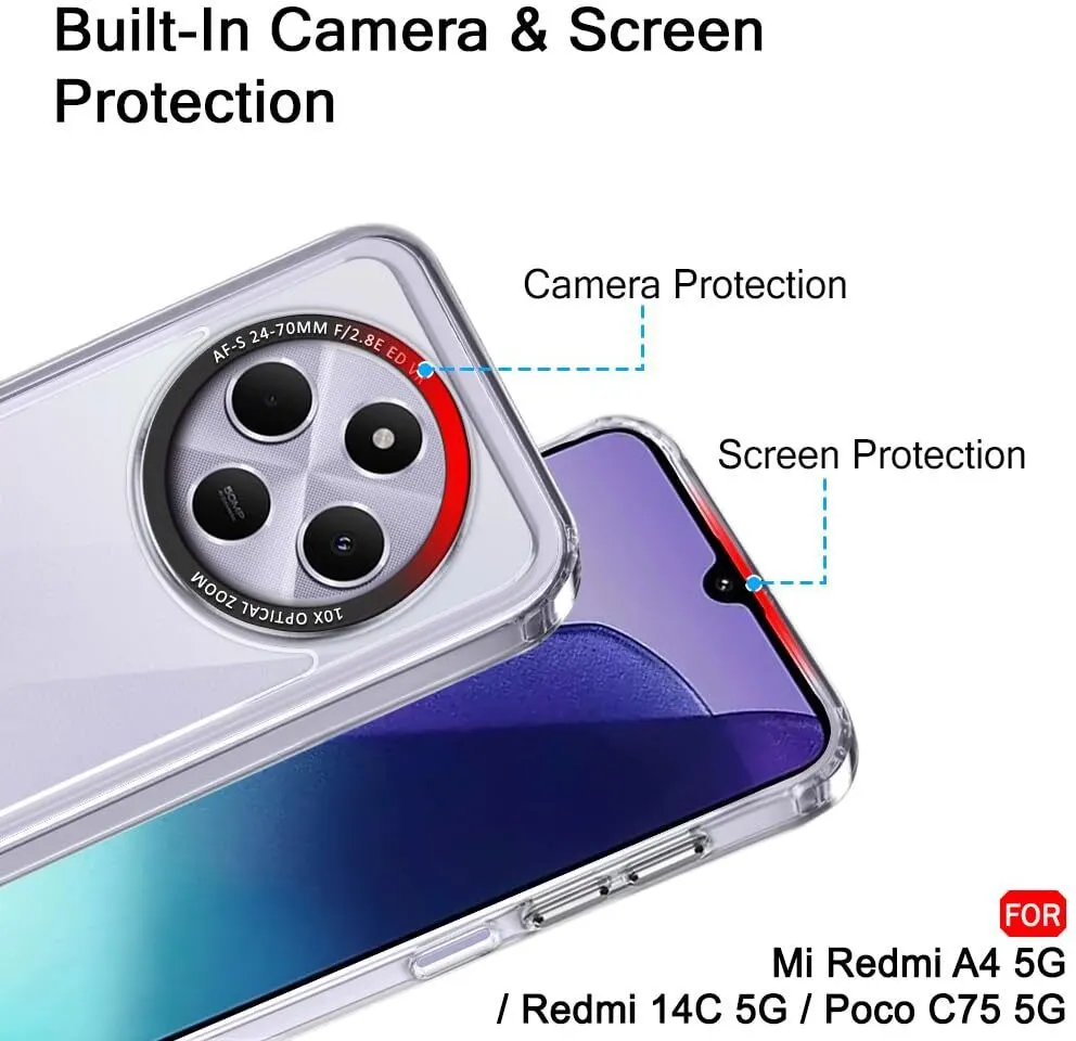 Micvir Back Cover for Redmi 14C 5G (Transparent, Shock Proof, Polycarbonate, Pack of: 1) — image 2 of 5