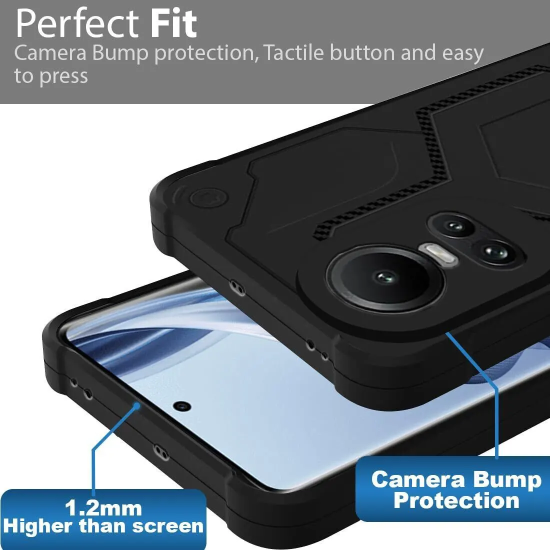 Micvir Back Cover for OPPO Reno 10, Oppo Reno 10 Pro 5G (Black, Silicon, Pack of: 1) — image 3 of 4