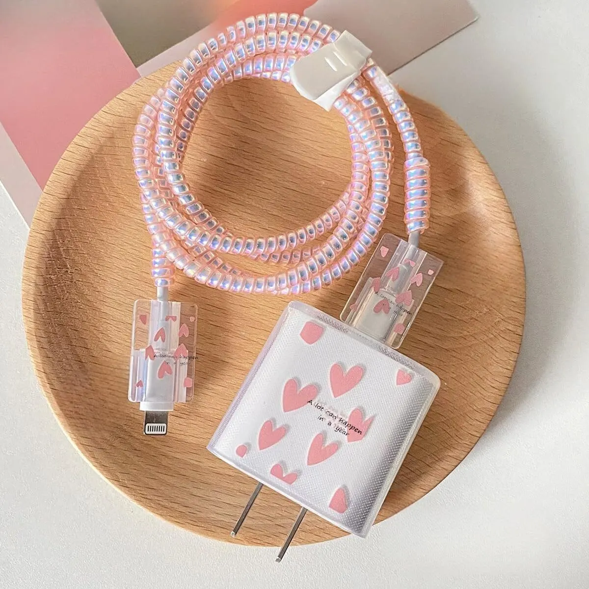 Xolia Chrg_iphn_CuteHeartPink Cable Protector (Pink) — image 2 of 3
