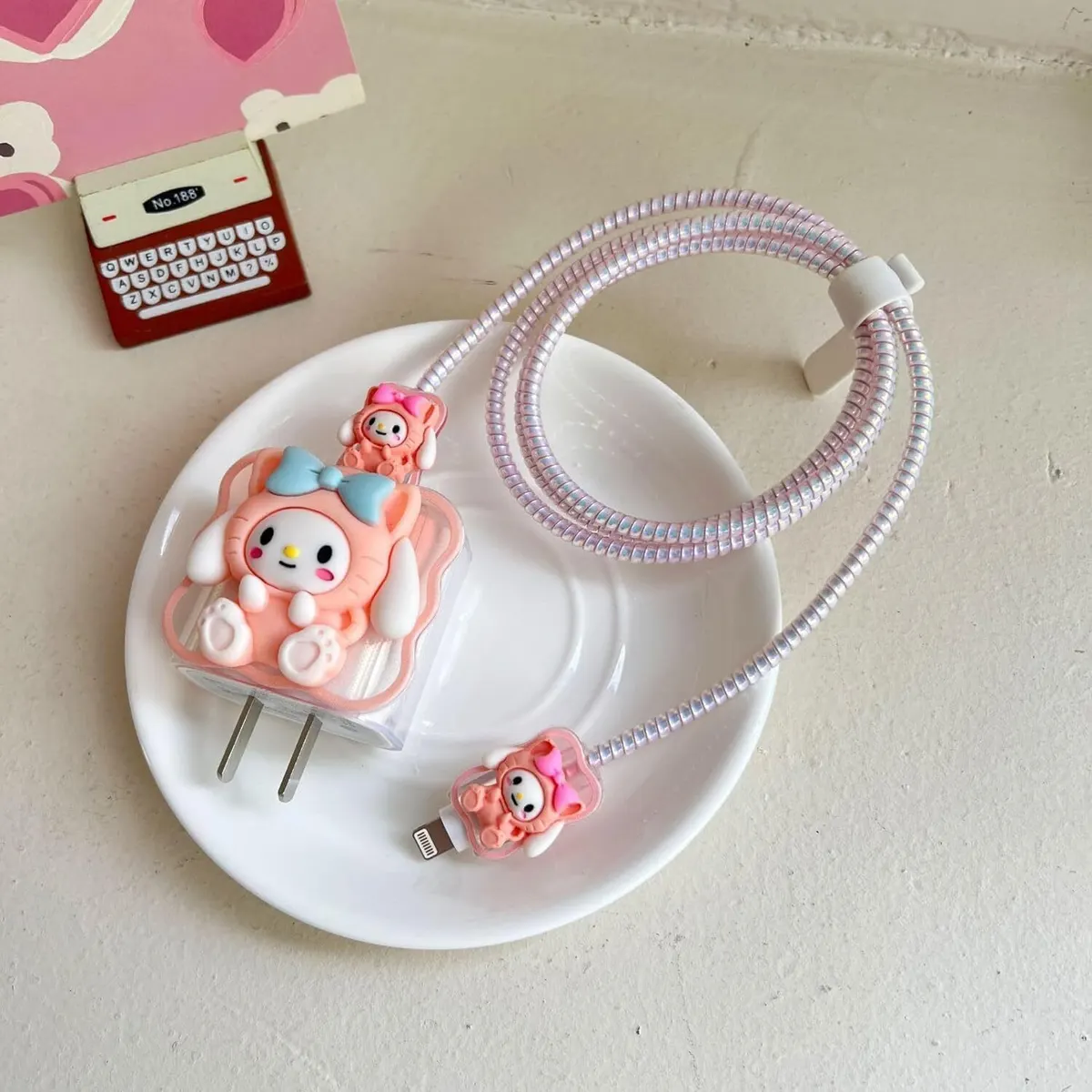 Micvir iPhone Charger Case Suitable for 18/20W Type C Adapter Full Protection Case Cable Protector (Pink) — image 2 of 4