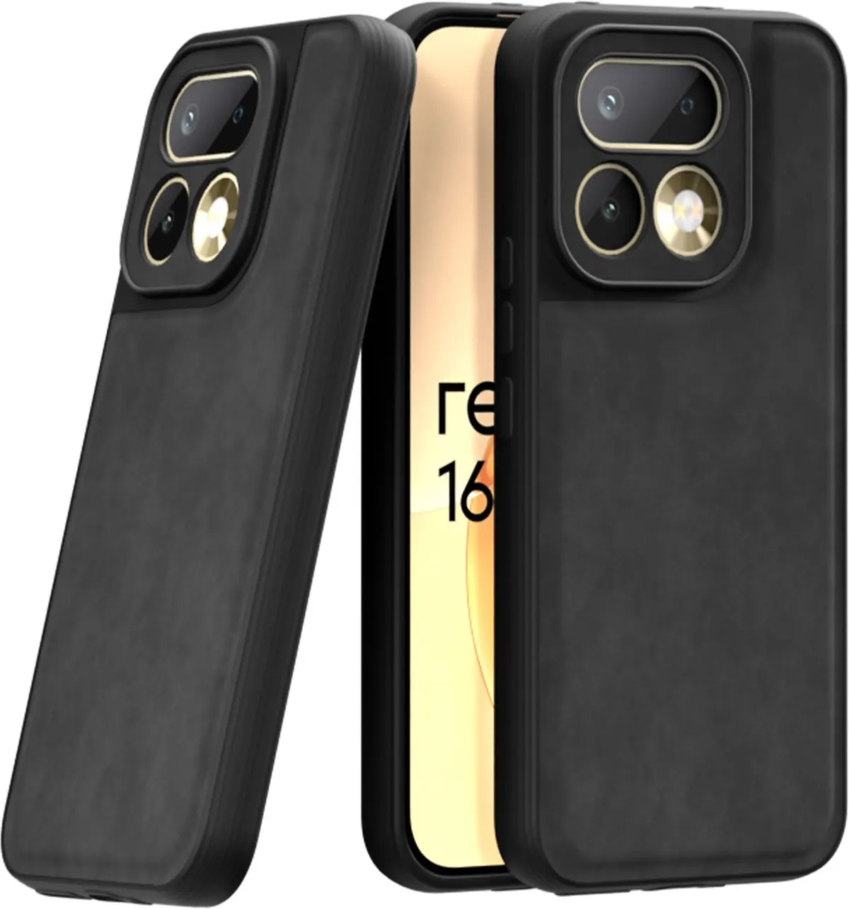 Xolia Back Cover for Realme 16 Pro 5G (Black, Camera Bump Protector, Artificial Leather, Pack of: 1)