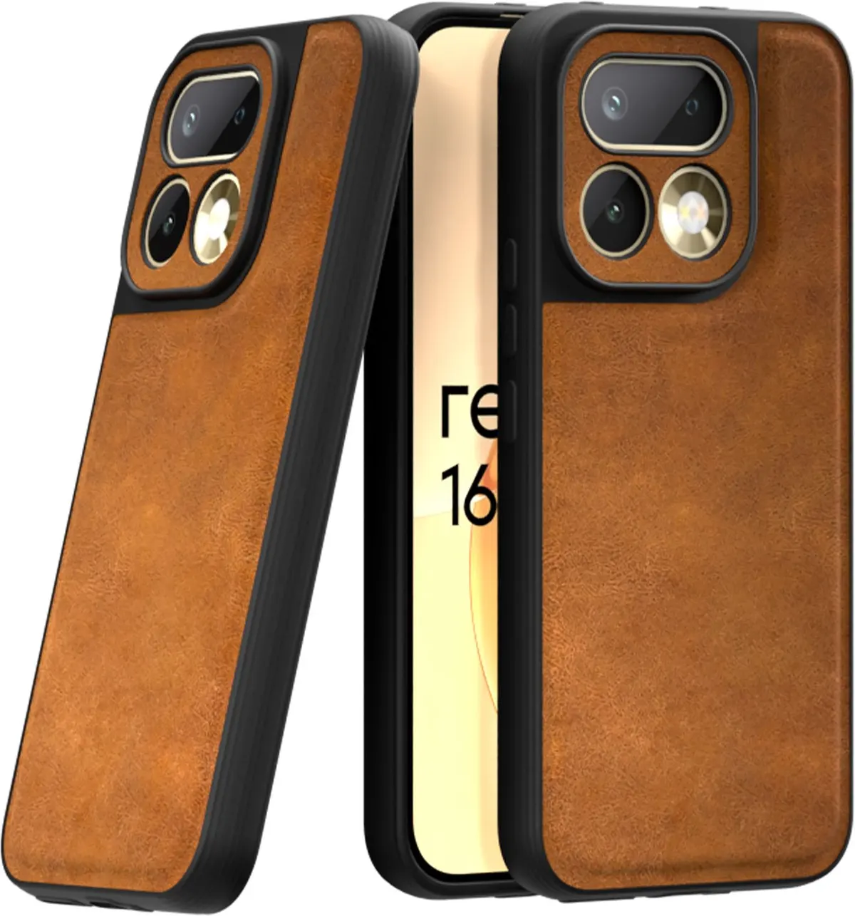 Xolia Back Cover for Realme 16 Pro 5G (Brown, Camera Bump Protector, Artificial Leather, Pack of: 1)