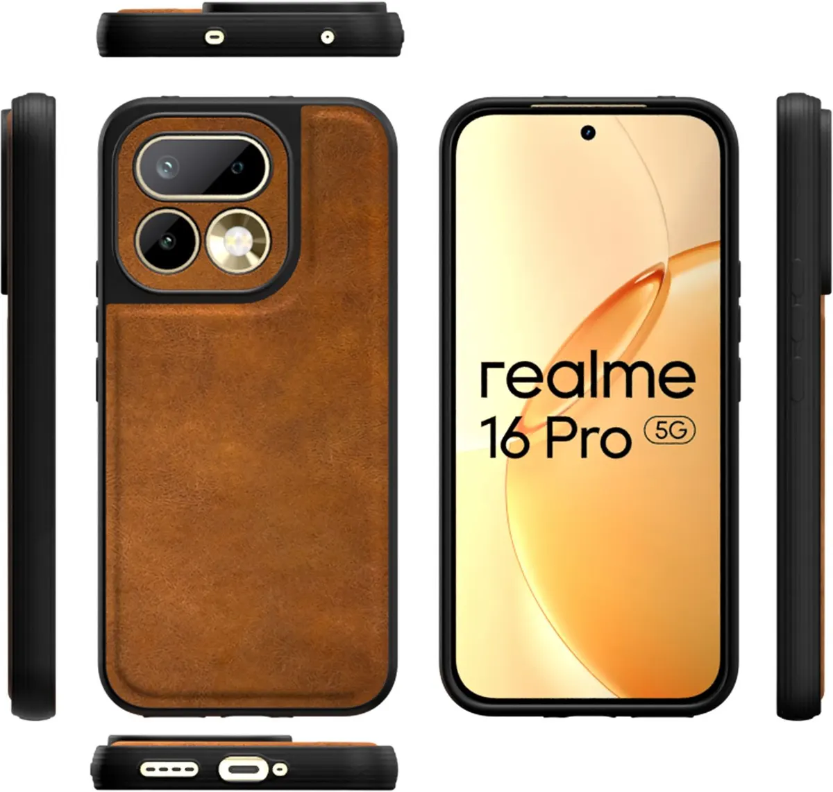 Xolia Back Cover for Realme 16 Pro 5G (Brown, Camera Bump Protector, Artificial Leather, Pack of: 1) — image 3 of 5