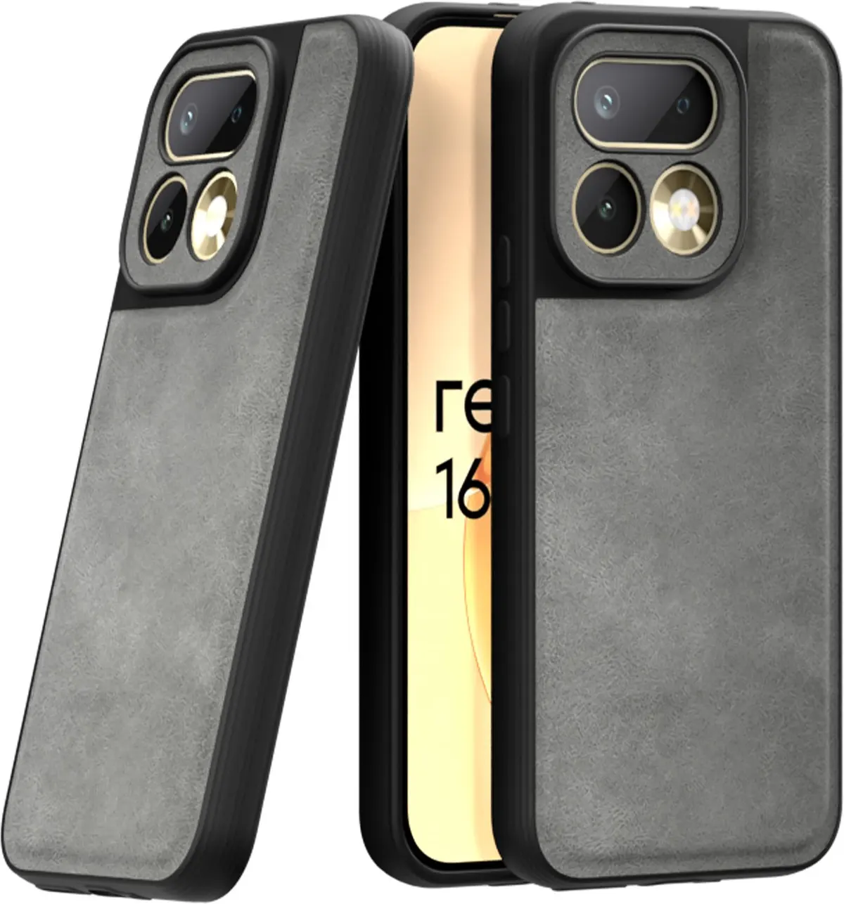 Xolia Back Cover for Realme 16 Pro 5G (Grey, Camera Bump Protector, Artificial Leather, Pack of: 1)