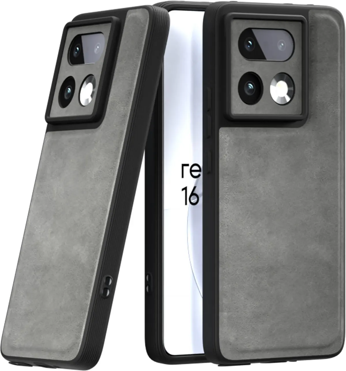 Xolia Back Cover for Realme 16 Pro Plus 5G (Grey, Camera Bump Protector, Artificial Leather, Pack of: 1)
