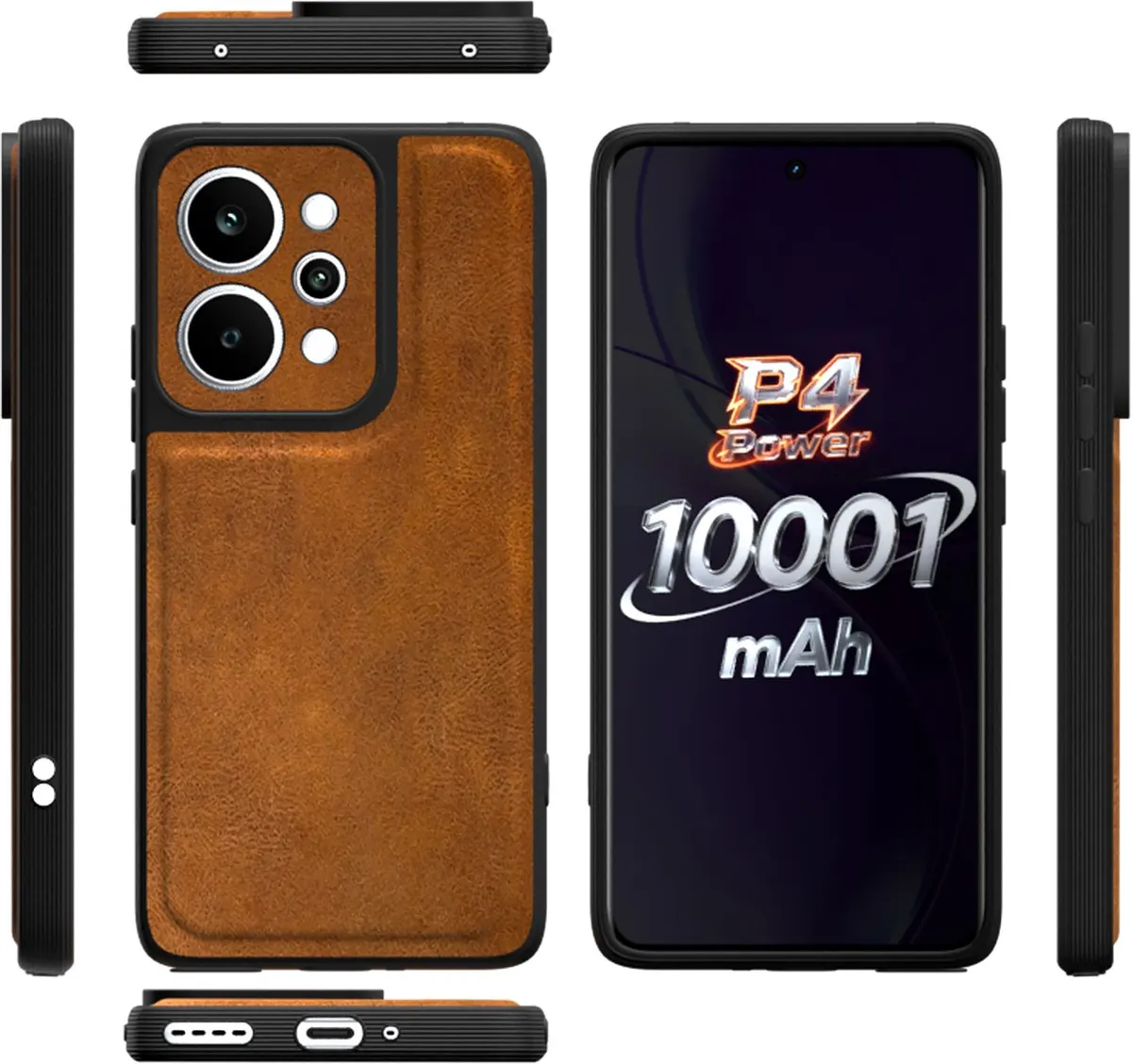 Xolia Back Cover for Realme P4 Power 5G (Brown, Camera Bump Protector, Artificial Leather, Pack of: 1) — image 2 of 4