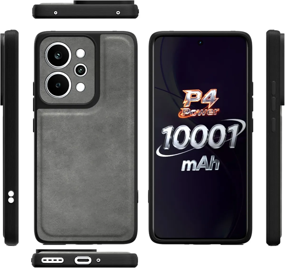 Xolia Back Cover for Realme P4 Power 5G (Grey, Camera Bump Protector, Artificial Leather, Pack of: 1) — image 2 of 4