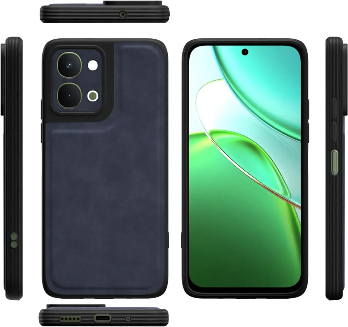 Xolia Back Cover for Vivo T5x 5G (Blue, Camera Bump Protector, Artificial Leather, Pack of: 1) — image 2 of 4