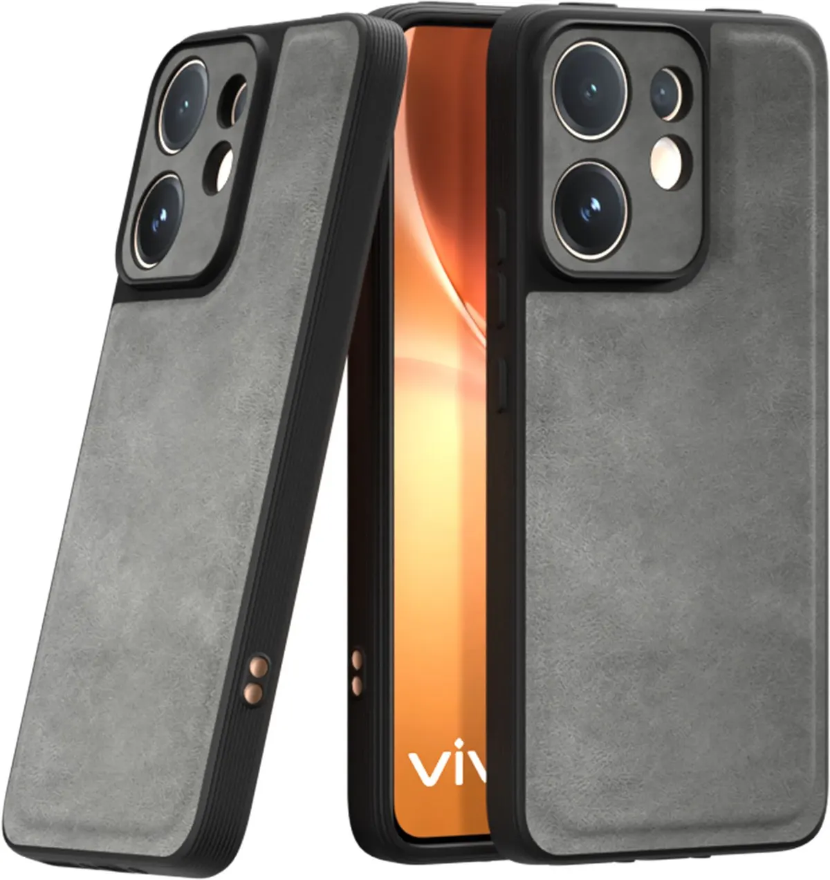 Xolia Back Cover for Vivo V60e 5G (Grey, Camera Bump Protector, Artificial Leather, Pack of: 1)