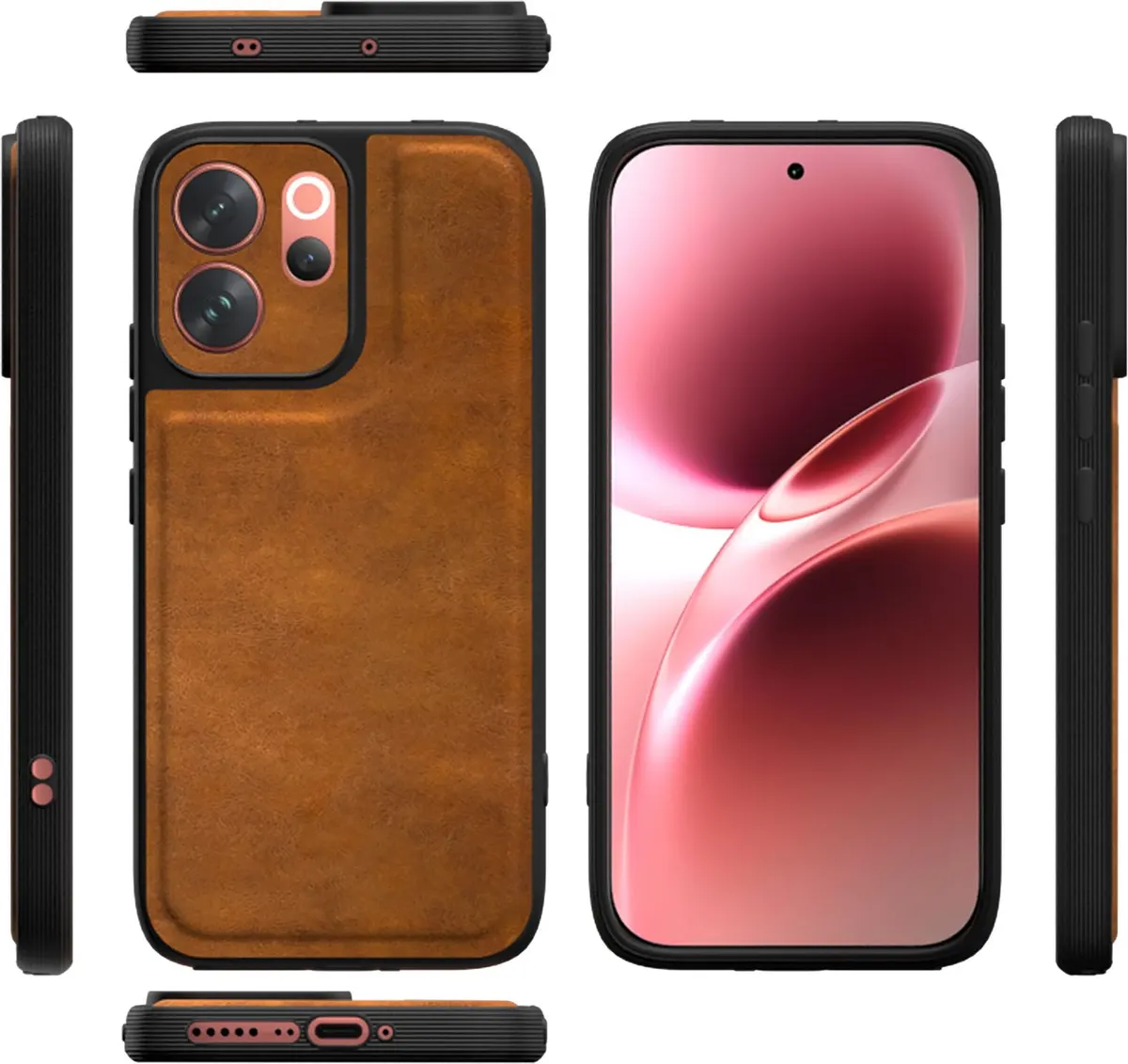 Xolia Back Cover for Vivo V70 5G (Brown, Camera Bump Protector, Artificial Leather, Pack of: 1) — image 3 of 5