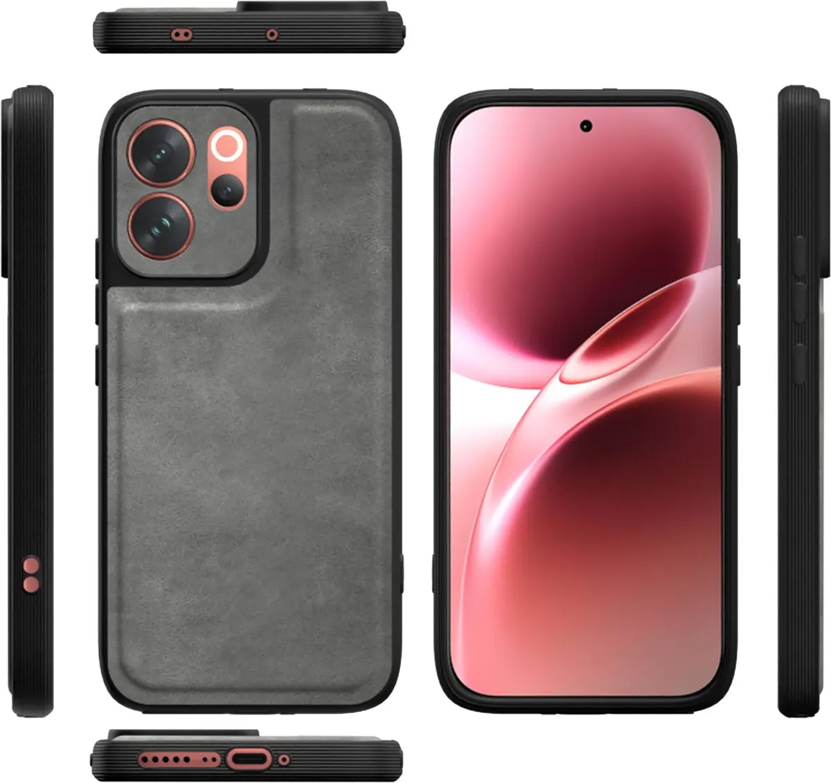 Xolia Back Cover for Vivo V70 Elite 5G (Grey, Camera Bump Protector, Artificial Leather, Pack of: 1) — image 3 of 5