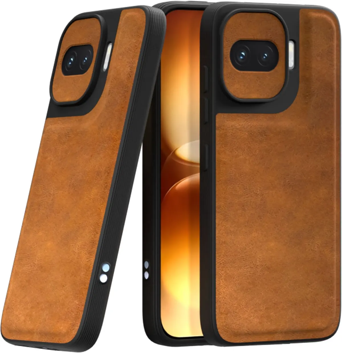 Xolia Back Cover for IQOO 15r 5G (Brown, Camera Bump Protector, Artificial Leather, Pack of: 1)