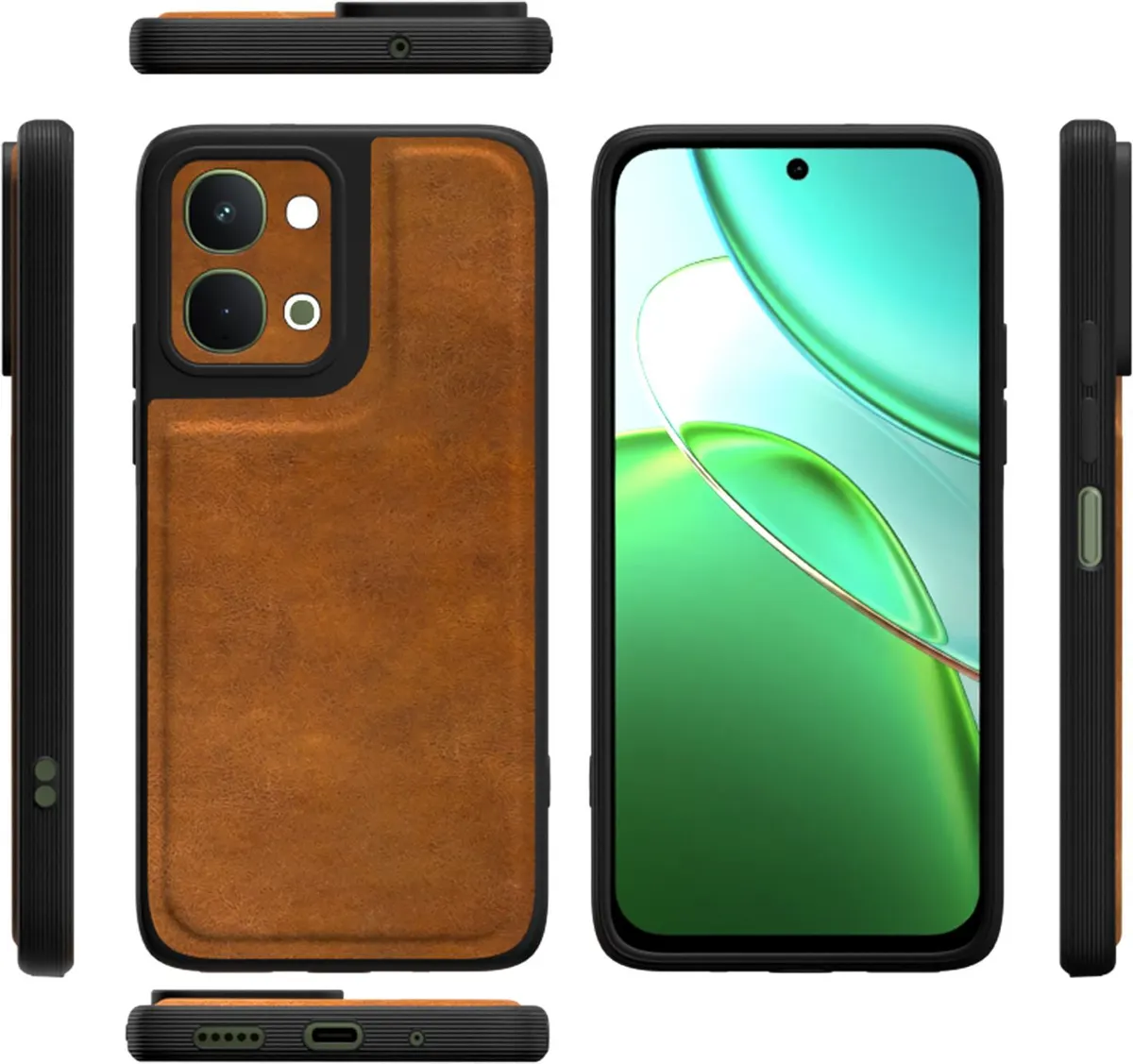 Xolia Back Cover for iQOO Z11x 5G (Brown, Camera Bump Protector, Artificial Leather, Pack of: 1) — image 3 of 5